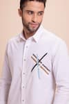 Buy_AMIT ARORA_White Cotton Knit Embellished Criss-cross Shirt _Online_at_Aza_Fashions