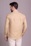 Shop_AMIT ARORA_Beige Linen Patch Pattern Shirt _at_Aza_Fashions