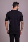 Shop_AMIT ARORA_Black Cotton Knit Threadwork Half Sleeves T-shirt _at_Aza_Fashions