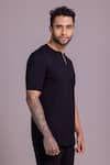 Buy_AMIT ARORA_Black Cotton Knit Threadwork Half Sleeves T-shirt _Online_at_Aza_Fashions