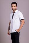 AMIT ARORA_White Cotton Knit Threadwork Placed T-shirt _Online_at_Aza_Fashions