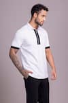 Buy_AMIT ARORA_White Cotton Knit Threadwork Placed T-shirt _Online_at_Aza_Fashions