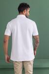 Shop_AMIT ARORA_White Cotton Knit Threadwork Mandarin Collar T-shirt _at_Aza_Fashions