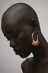 Buy_Anaash_Gold Plated Locknut Hoops _at_Aza_Fashions