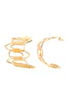 Anaash_Gold Plated Paper Clip Bundle Hoops _at_Aza_Fashions