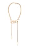 Shop_Anaash_Gold Plated Paper Clip Lasso Necklace _at_Aza_Fashions