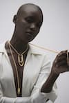 Anaash_Gold Plated Paper Clip Lasso Necklace _at_Aza_Fashions