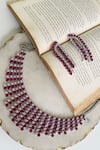 Buy_PRERTO_Red Stones, Crystals Ruby Swarovski Fall Necklace Set_at_Aza_Fashions