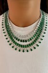 Buy_PRERTO_Green Pearls, Stones, Maharani Emerald Swarovski Choker Layered Necklace Set _Online_at_Aza_Fashions