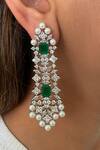 Shop_Prerto_Green Emerald Studded Floral Choker Set _at_Aza_Fashions
