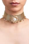 Buy_Rejuvenate jewels_White Beads Mesh Pearl Choker _at_Aza_Fashions