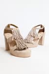 THE ALTER_Beige Tasseled Platform Block Heels _Online_at_Aza_Fashions