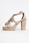 Buy_THE ALTER_Beige Tasseled Platform Block Heels _Online_at_Aza_Fashions