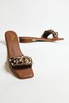 Buy_THE ALTER_Brown T-shaped Chain Flats _at_Aza_Fashions