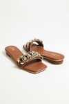 THE ALTER_Brown T-shaped Chain Flats _at_Aza_Fashions