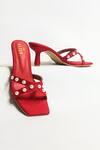 Buy_THE ALTER_Red Pearl T-shaped Embellished Heels _at_Aza_Fashions