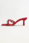 Shop_THE ALTER_Red Pearl T-shaped Embellished Heels _Online_at_Aza_Fashions