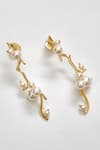 Shop_Voyce Jewellery_White Pearl Gesha Branch Carved Earrings _at_Aza_Fashions