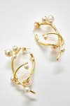 Buy_Voyce Jewellery_White Pearl Mocha Branch Carved Hoops _Online_at_Aza_Fashions