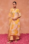 Buy_Dohr India_Yellow Kurta Modal Viscose (57% Juhi Embroidered Straight And Palazzo Set _at_Aza_Fashions