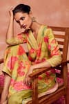 Dohr India_Green Kurta Modal Viscose (57% Juhi Gota Embroidered Straight And Palazzo Set _at_Aza_Fashions