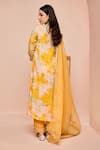 Shop_Dohr India_Yellow Kurta Viscose (57% Bahara Embroidered A-line And Palazzo Set _at_Aza_Fashions