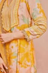 Dohr India_Yellow Kurta Viscose (57% Bahara Embroidered A-line And Palazzo Set _Online_at_Aza_Fashions