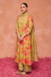 Dohr India_Green Kurta Viscose (57% 43% Bahara A-line And Palazzo Set _Online_at_Aza_Fashions