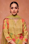 Buy_Dohr India_Green Kurta Viscose (57% 43% Bahara A-line And Palazzo Set _Online_at_Aza_Fashions