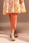 Buy_Dohr India_Orange Kurta And Pant Cotton Dobby Printed Lace Keyhole A-line Floral Short Set _Online_at_Aza_Fashions