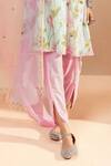 Buy_Dohr India_Pink Kurta And Pant Cotton Dobby A-line Floral Print Short Tulip Set _Online_at_Aza_Fashions