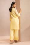 Shop_Dohr India_Yellow Kurta Cotton Silk Embroidered Lace Blunt V Short Pant Set _at_Aza_Fashions