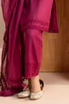 Dohr India_Purple Kurta Cotton Silk Embroidered Lace Blunt V Short Set _Online_at_Aza_Fashions