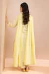 Shop_Dohr India_Yellow Kurta Cotton Schiffli Embroidered Faux Pearl V-neck Solid Set _at_Aza_Fashions