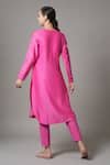 Shop_Joy Mitra_Pink Chanderi Embroidered Sequin Round Flower Kurta With Pant _at_Aza_Fashions