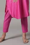 Joy Mitra_Pink Chanderi Embroidered Sequin Round Flower Kurta With Pant _Online_at_Aza_Fashions