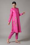 Buy_Joy Mitra_Pink Chanderi Embroidered Sequin Round Flower Kurta With Pant _Online_at_Aza_Fashions