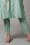 Joy Mitra_Green Chanderi Embroidered Sequin Collared Placement Floral Kurta And Pant Set _Online_at_Aza_Fashions