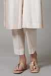 Joy Mitra_Ivory Chanderi Embroidered Cutdana Collared Kurta And Pant Set _Online_at_Aza_Fashions