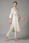 Buy_Joy Mitra_Ivory Chanderi Embroidered Cutdana Collared Kurta And Pant Set _Online_at_Aza_Fashions