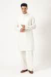 Buy_PARESH LAMBA SIGNATURES_White Chanderi Silk Embroidered Stitch Kurta _at_Aza_Fashions