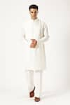 PARESH LAMBA SIGNATURES_White Chanderi Silk Embroidered Stitch Kurta _Online_at_Aza_Fashions