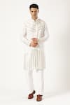 PARESH LAMBA SIGNATURES_White Georgette Embroidered Sequin Kurta Pyjama Set _Online_at_Aza_Fashions