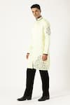 PARESH LAMBA SIGNATURES_Yellow Cotton Embroidered Bead Kurta _Online_at_Aza_Fashions