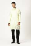 Buy_PARESH LAMBA SIGNATURES_Yellow Cotton Embroidered Bead Kurta _Online_at_Aza_Fashions