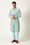 PARESH LAMBA SIGNATURES_Blue Georgette Embroidered Mirror Sherwani Set _Online_at_Aza_Fashions