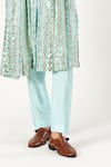 Buy_PARESH LAMBA SIGNATURES_Blue Georgette Embroidered Mirror Sherwani Set 