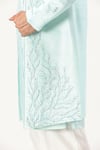 Shop_PARESH LAMBA SIGNATURES_Blue Raw Silk Embroidered Motif Bundi And Kurta Set 