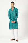 Buy_PARESH LAMBA SIGNATURES_Green Georgette Embroidered Mirror Kurta And Pyjama Set _at_Aza_Fashions