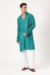 Shop_PARESH LAMBA SIGNATURES_Green Georgette Embroidered Mirror Kurta And Pyjama Set _Online_at_Aza_Fashions